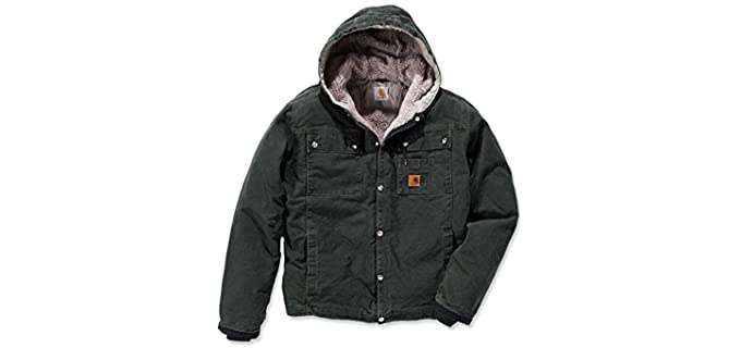 Carhartt Men's Sherpa J284 - Sandstone Hooded Multi Pocket Jacket 