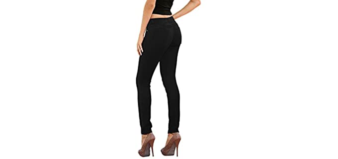 Hybrid and Company Women's Super Stretch - Black Skinny Jeans