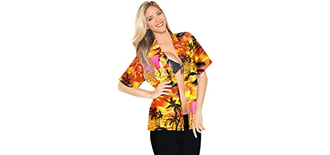 La Leela Women's Tropical - Hawaiian Blouse