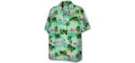 Pacific Legend Men's Flamingos - Flamingo Printed Hawaiian Shirt