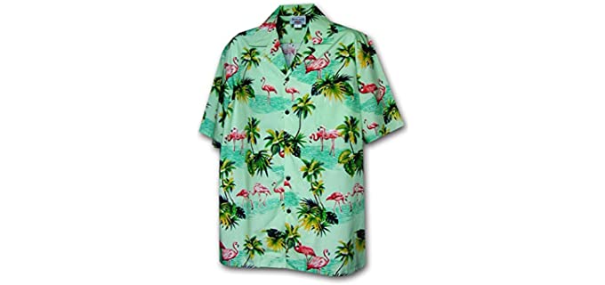 Pacific Legend Men's Flamingos - Flamingo Printed Hawaiian Shirt