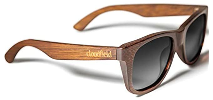 Cloudfield Unisex Wooden Sunglasses - Wayfarer Sunglasses for Small Faces