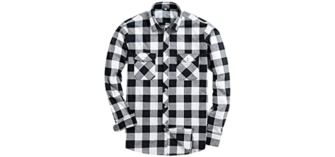 Alimens & Gentle Men's Flannel Casual Shirt - Button Down Long Sleeve