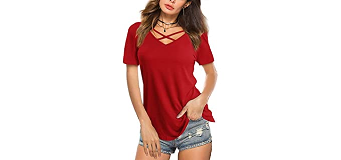 Amoretu Women's Rayon - Short Sleeve Women's T-Shirt