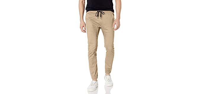 Brooklyn Athletics Men's Twill Jogger Pants - Slim Fit Trousers