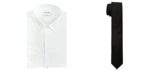 Calvin Klein Men's Slim Fit Dress Shirt - White Shirt & Skinny Tie Combo