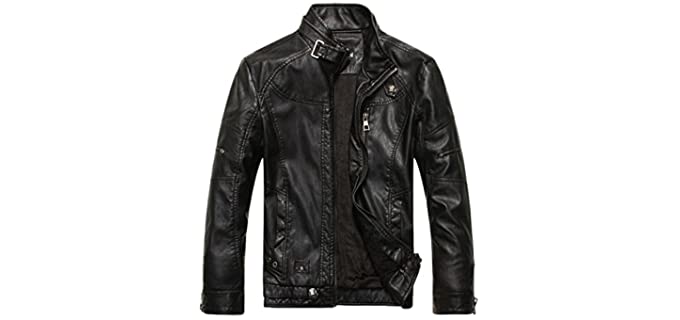 Chouyatou Men's Vintage - Brown Leather Jacket