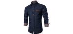 Coofandy Men's Casual - Long-Sleeve Denim Shirt