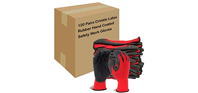 EvridWear Unisex Crinkle Latex - Rubber Hand Coated Safety Work Gloves