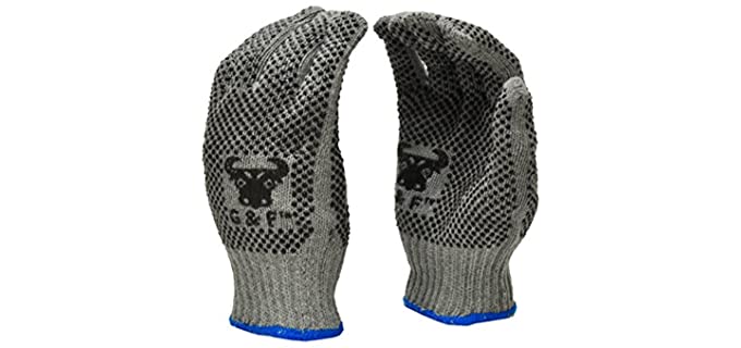G & F Products Unisex Cotton Work Gloves - PVC Dotted Gloves