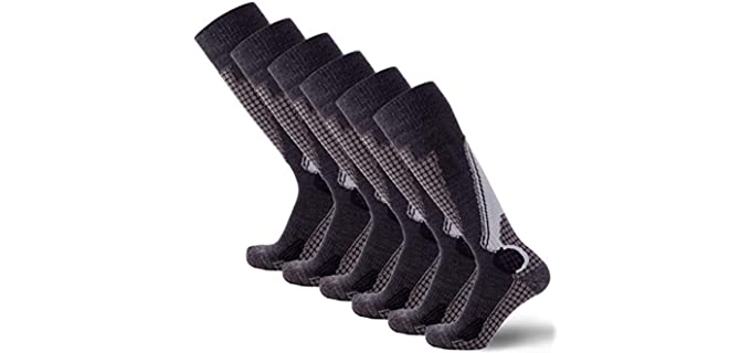 PureAthlete Unisex Wool Ski Socks - Long Ski Socks