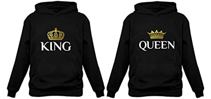 Tstars Unisex Besties - KING & QUEEN Matching Couple Hoodie