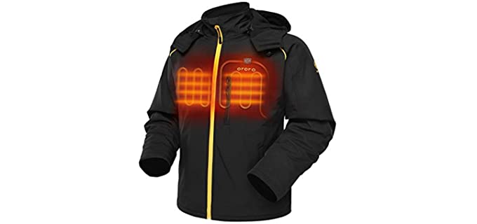ORORO Men's Soft Shell - Heated Jacket with Detachable Hood
