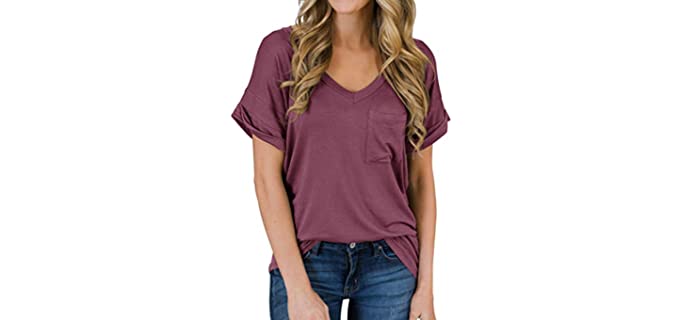 PrinStory Women's Casual Tops - V-Neck T-Shirt