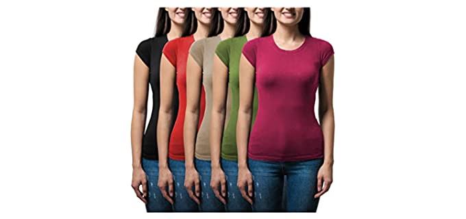 Sexy Basics Women's 5 Pack - Stretch Color T Shirts