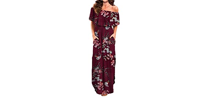 Verabendi Women's Summer Casual Long Dress - Off Shoulder Maxi Dress