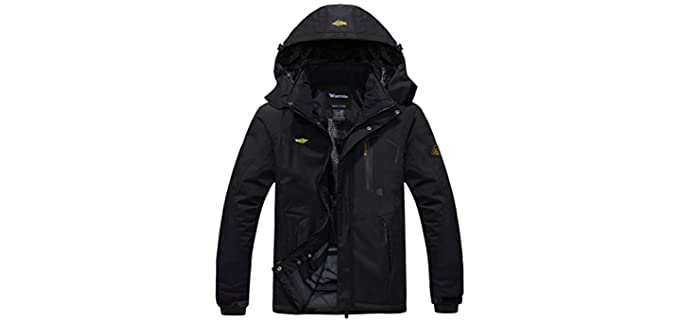 Wantdo Men's Waterproof Ski Jacket - Windproof Rain Jacket