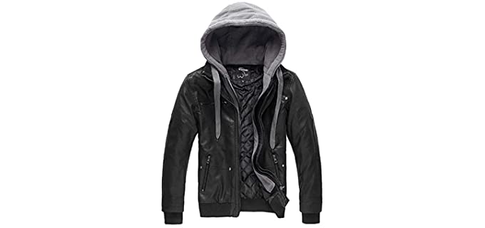 Wantdo Men's Motorcycle Jacket - Faux Leather Jacket