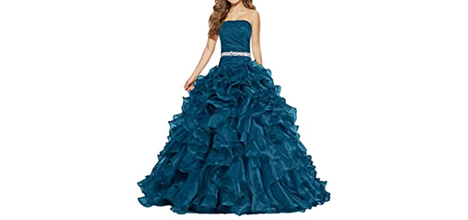 ANTS Women's Ball Gown Quinceanera - Best Ruffle Dress