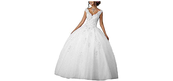 CharmingBridal Women's Ball Gown Quinceanera - Best White Quinceanera Dress