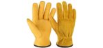 Ozero Men's Flex Grip - Leather Work Gloves