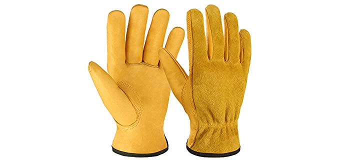 Ozero Men's Flex Grip - Leather Work Gloves