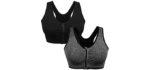 Wanayou Women's Zip Front - DD Cup Size Sports Bra