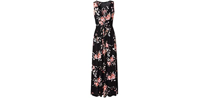 Zattcas Women's V-Neck - Maxi Dress