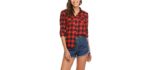 Akewei Women's Plaid - Shirt for High Waisted Pants