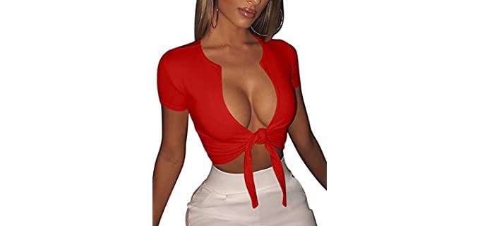 Boriflors Women's Sexy Tie - Best Shirt for Cleavage