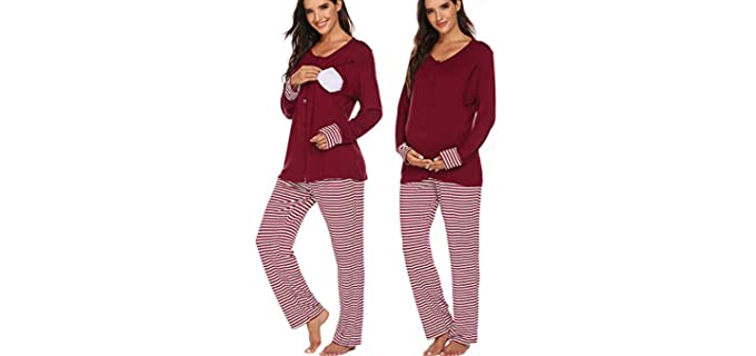 Ekouaer Women's Maternity - Long Sleeve Pajamas for Nursing