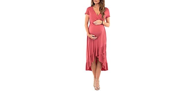 Mother Bee Women's Faux Wrap - Dress for Pregnancy