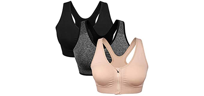 Wanayou Women's Front Zip - Front Fastening Sports Bra After Surgery