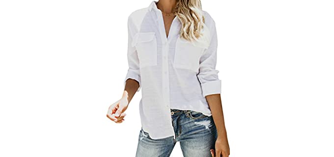 Runcati Women's Button Down - Flat Chest Dress Shirt