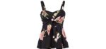 Grace Karin Women's Sleeveless - Floral High Waisted Pants Shirt