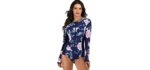 Akaeys Women's Long Sleeve - One Piece Swimsuit for Surfing