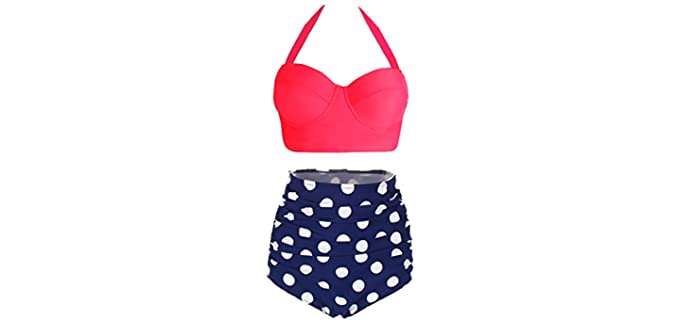 Amourri Women's Vintage - High Waist Bathing Suit