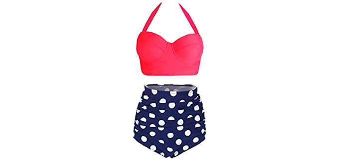 Amourri Women's Vintage - High Waist Bathing Suit