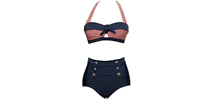 Bslingerie Women's Retro - High Waisted Bikini