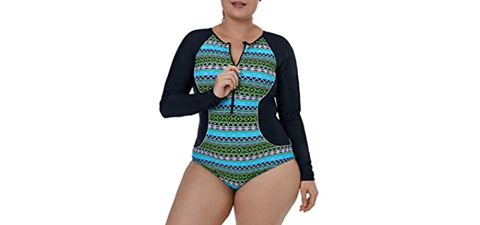 Evaless Women's Printed - One Piece Swimsuit for Surfing