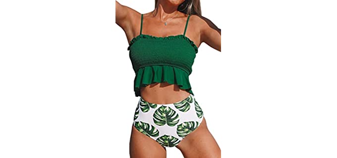 Cupshe Women's High Waist - Bikini for Pear Shapes Over 40