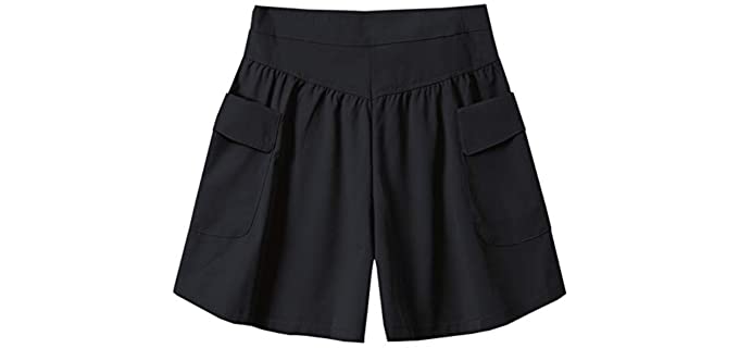 Cromoncent Women's Elastic - High Waist Shorts for a Flat Bum