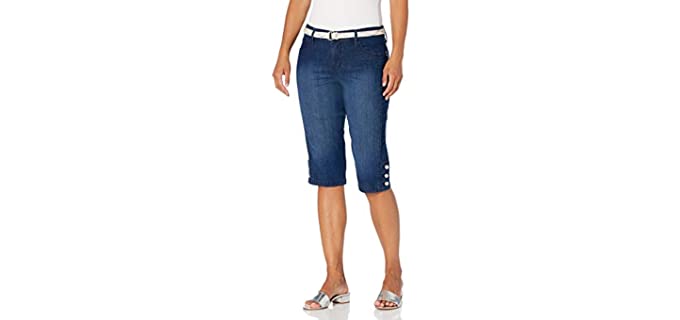 Gloria Vanderbilt Women's Mila - Belted Shorts for Fat Knees