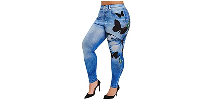 Vowua Women's Butterfly - Plus Size Jeans