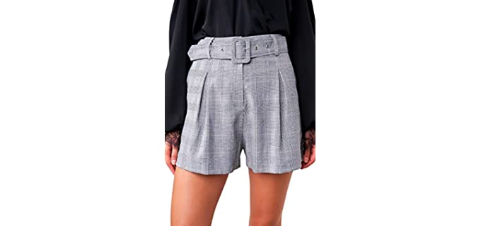 Sugar Lips Women's Pleated - Plaid Shorts for a Flat Bum