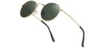 HTMS Men's Retro - Mirrored Small Round Metal Sunglasses