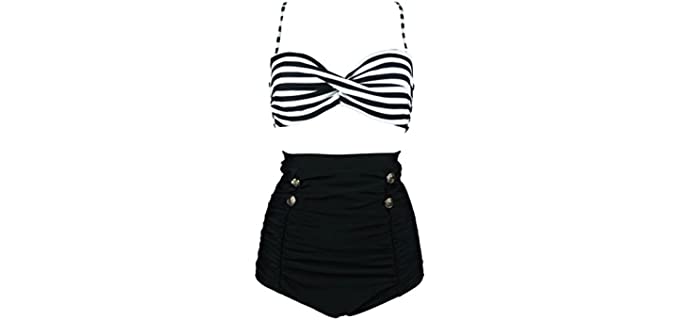 Cocoship Women's Retro - Muffin Top Bikini