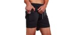 Flyfirefly Men's Two In One - Built in Underwear Shorts