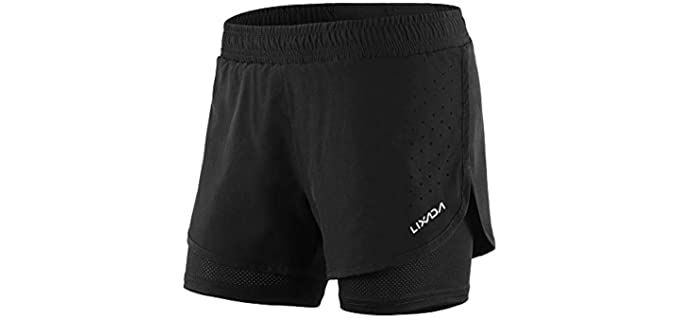 Lixada Women's Two in One - Shorts with Built In Underwear