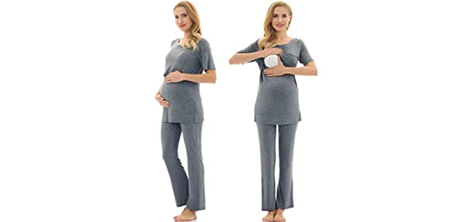 Bearsland Women's Pregnancy - Postpartum Pajamas